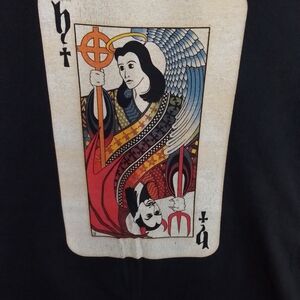 Black Graphic Tee with Playing Card Design